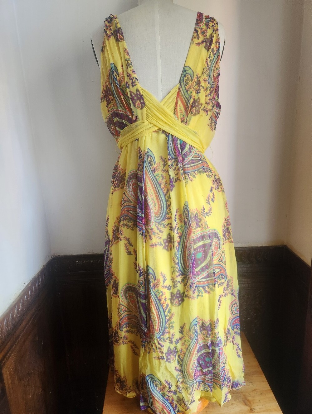 JOHNATHAN MARTIN Silk Paisley w/ties Dress Sz 10